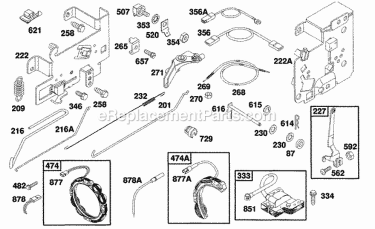 Controls Elect Diagram and Parts List for 258702-0124-01  Briggs and Stratton Engine